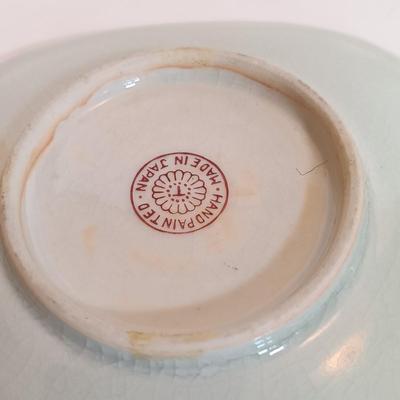 LOT 104L: Vintage Celluloid Cocktail Pick Holder, Ceramic Tea Cup with Filter, Hand Painted Sauce Dish & More
