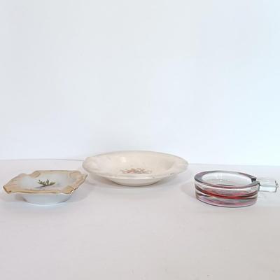 LOT 107L: Salem China Ashtray, Burger of Miami Hand Painted Ashtray & Marlboro Glass Promotional Ashtray