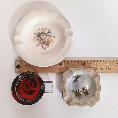 LOT 107L: Salem China Ashtray, Burger of Miami Hand Painted Ashtray & Marlboro Glass Promotional Ashtray