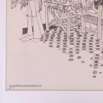 LOT 110L: Ink Sketch Labeled 'Zapatero Composturero'