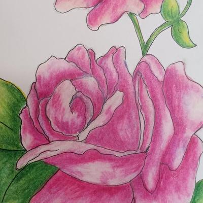 LOT 112L: Set of (4) Mixed Media Floral Artwork