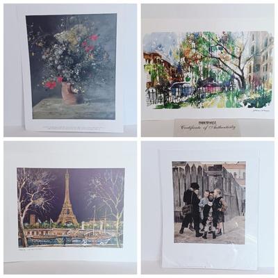 LOT 115L: Misha Lenn Stereo Lithograph with COA, Print of Bashkirtseff's Un Meeting, Print of Renoir's Flowers in a Vase &...