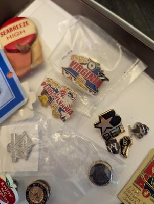 Assortment Of Vintage Lapel Pins & Hair Pins Annie NY State Older Boys Conference