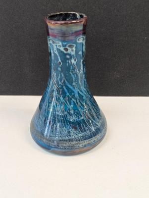 Vintage Multi Colored Hand Blown Glass Vase Approx 5 3/4" Tall