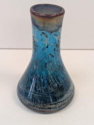 Vintage Multi Colored Hand Blown Glass Vase Approx 5 3/4" Tall