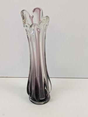 Amethyst Swung Glass Vase Approx 9 1/2" Tall