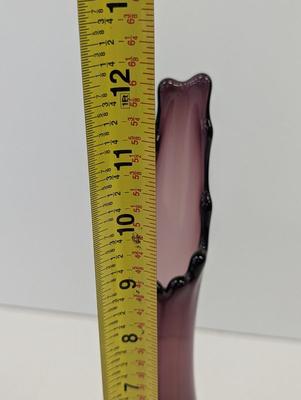 L. E. Smith Amethyst 3 Toed Glass Swung Vase 12" Tall
