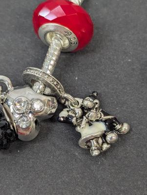 .925 7 3/4" Mickey & 7 1/2" Minnie Mouse Beads & Minnie Mouse Bracelets