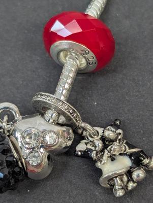 .925 7 3/4" Mickey & 7 1/2" Minnie Mouse Beads & Minnie Mouse Bracelets