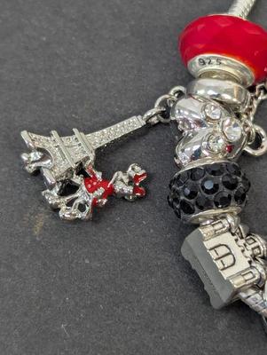 .925 7 3/4" Mickey & 7 1/2" Minnie Mouse Beads & Minnie Mouse Bracelets