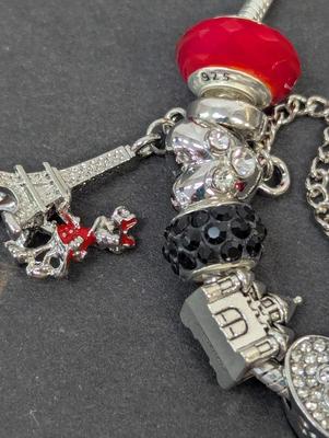 .925 7 3/4" Mickey & 7 1/2" Minnie Mouse Beads & Minnie Mouse Bracelets