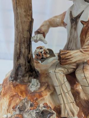 Vintage Porcelain Boy & Flower Lamp