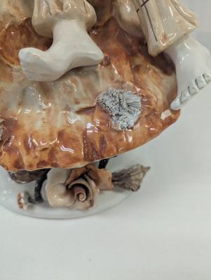 Vintage Porcelain Boy & Flower Lamp