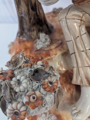 Vintage Porcelain Boy & Flower Lamp