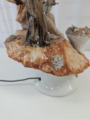 Vintage Porcelain Boy & Flower Lamp