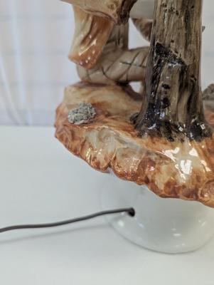 Vintage Porcelain Boy & Flower Lamp
