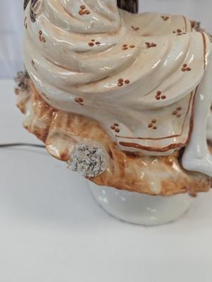 Vintage Porcelain Girl & Flower Lamp