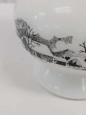 Currier & Ives Milk Glass Oil Lamp