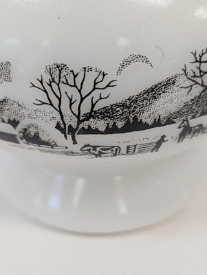 Currier & Ives Milk Glass Oil Lamp
