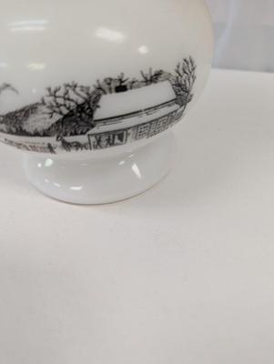 Currier & Ives Milk Glass Oil Lamp