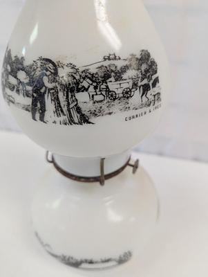 Currier & Ives Milk Glass Oil Lamp