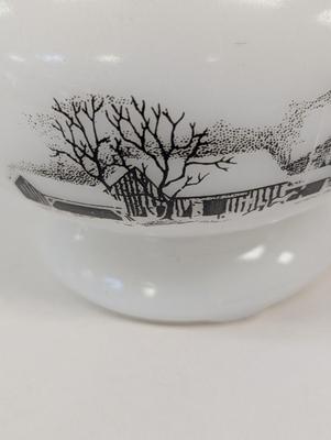 Currier & Ives Milk Glass Oil Lamp