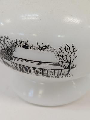 Currier & Ives Milk Glass Oil Lamp