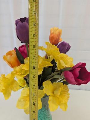 Decorative Glass Vase With Faux Flowers