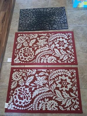 Lot of 3 Accent Rugs & Mats – Indoor/Outdoor Use