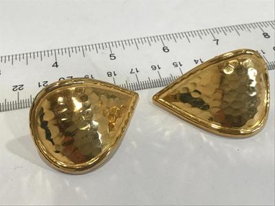 Large Hammered Gold Tone Earrings