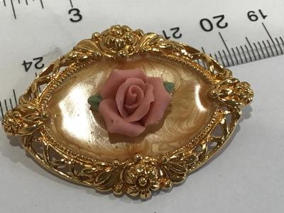 Beatiful Enamel Rose Brooch