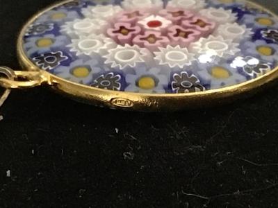 925 Italy Signed Pendant with Marked Chain Micro Mosaic