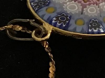 925 Italy Signed Pendant with Marked Chain Micro Mosaic