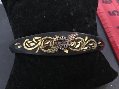 Black Hills Gold Stamper Harley Davidson Powder Coat Cuff Bracelet