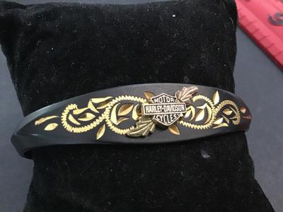 Black Hills Gold Stamper Harley Davidson Powder Coat Cuff Bracelet