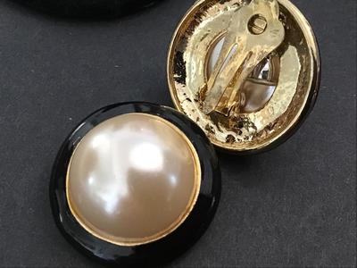 Large Faux Pearl Domed Clip on Earrings