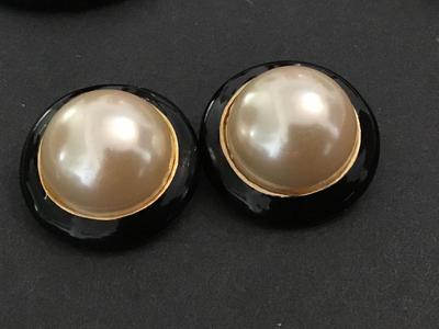 Large Faux Pearl Domed Clip on Earrings