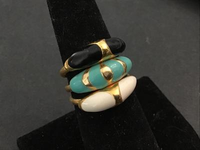 3 Enamel Rings Size 7