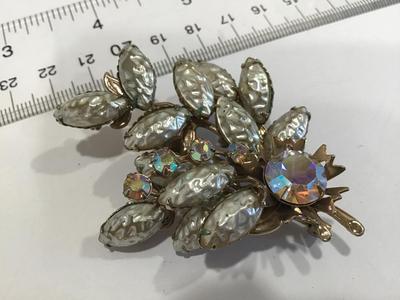 Faux Baroque Pearl Marquee shaped Aurora Borealis Spray Vintage