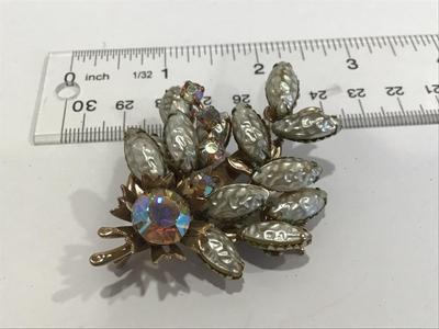 Faux Baroque Pearl Marquee shaped Aurora Borealis Spray Vintage