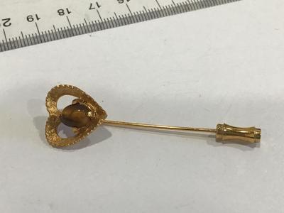 Tigers eye Heart pin Vintage