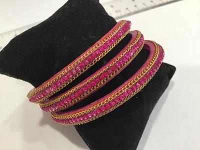 Pink Rhinestone Bangles