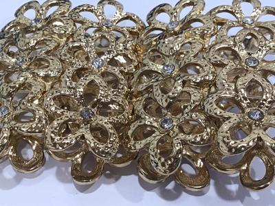 Wide Rhinestone Daisy Bracelet