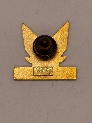 Sale Photo Thumbnail #219: Goldtone metal pin with black image, good condition. Approx. 7/8" tall.