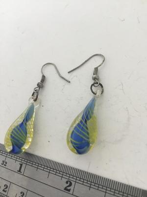 Beautiful blue and yellow dangle earrings