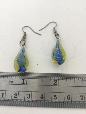 Beautiful blue and yellow dangle earrings