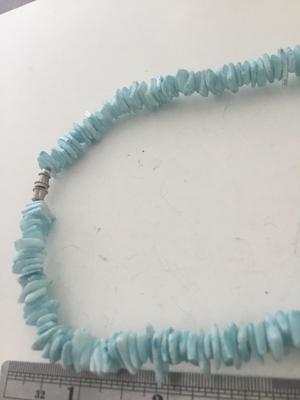 Light blue vintage shell type beaded collar necklace