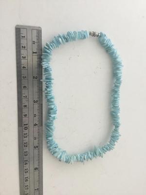 Light blue vintage shell type beaded collar necklace