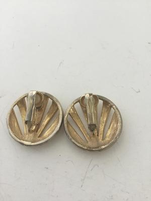 Gold tone round clip on earrings