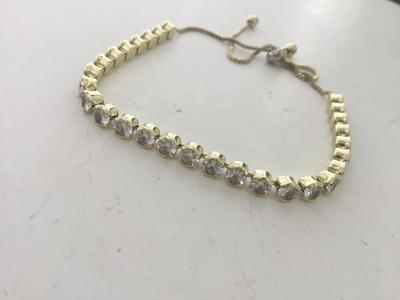 Gold tone rhinestone adjustable bracelet